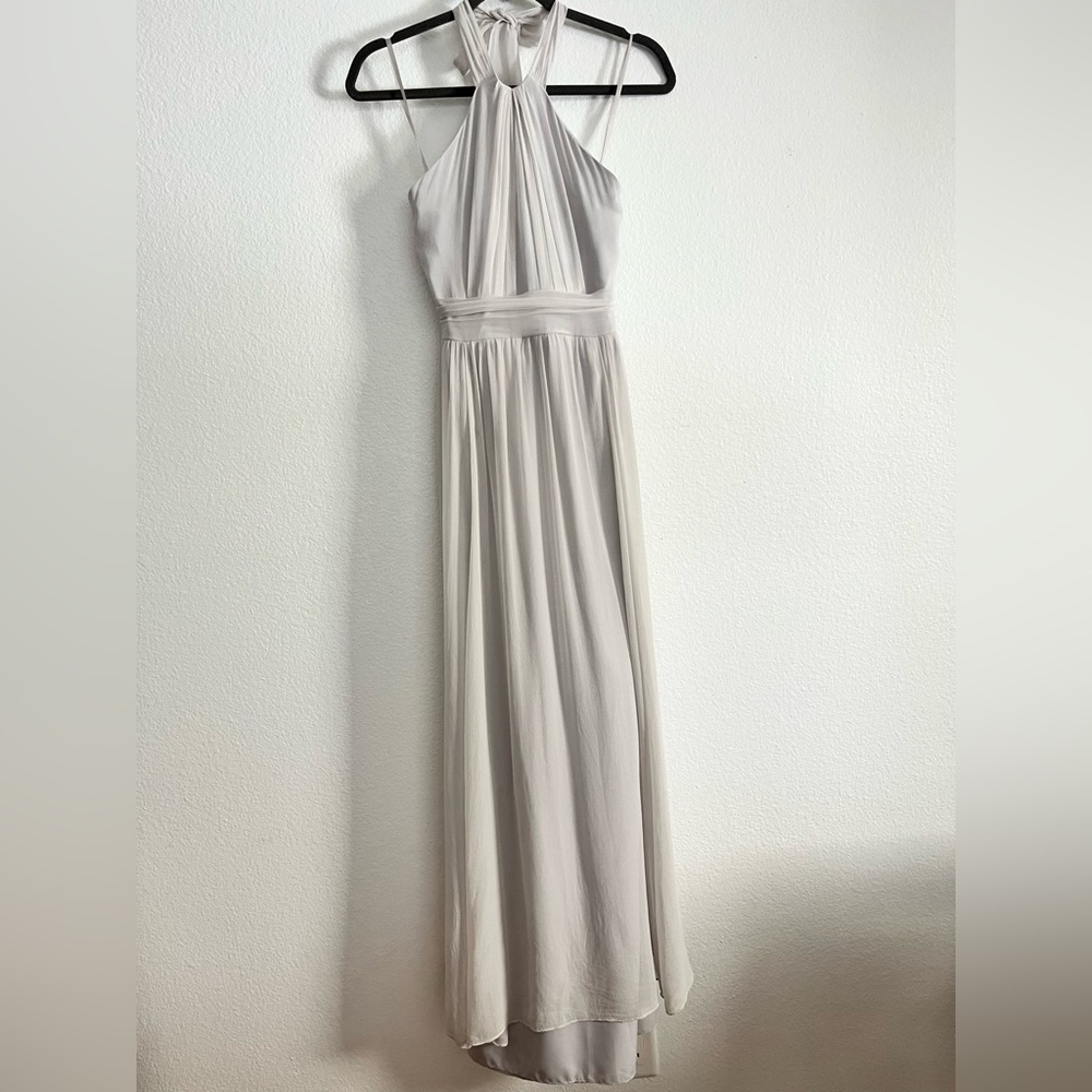Ann Taylor Silk Chiffon Halter Maxi Dress (Size 6/Dove Grey)